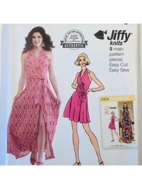 Simplicity S9793 Vintage 1970s Wrap Halter Dress Reprint Sewing Pattern FF